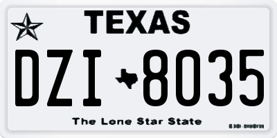 TX license plate DZI8035