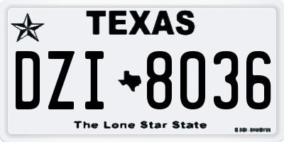 TX license plate DZI8036