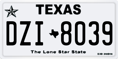 TX license plate DZI8039