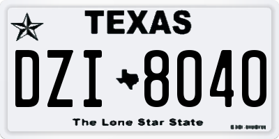 TX license plate DZI8040