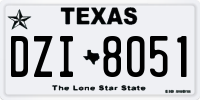 TX license plate DZI8051
