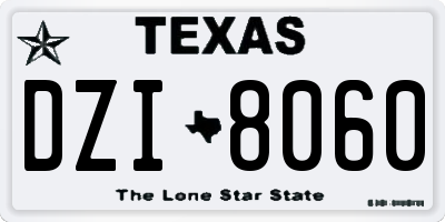 TX license plate DZI8060