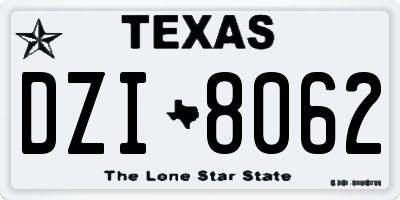 TX license plate DZI8062