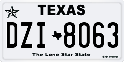 TX license plate DZI8063
