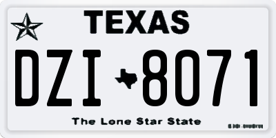 TX license plate DZI8071