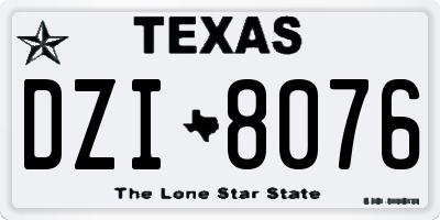 TX license plate DZI8076