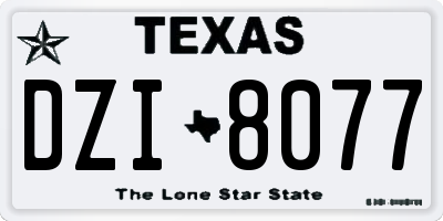 TX license plate DZI8077