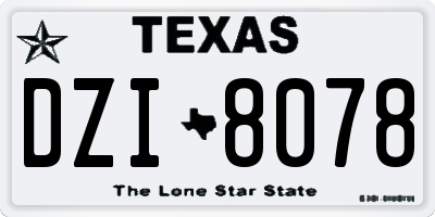 TX license plate DZI8078