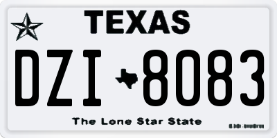 TX license plate DZI8083