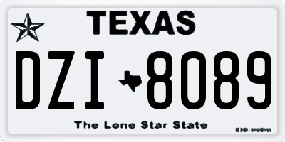TX license plate DZI8089
