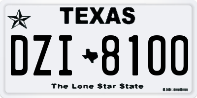 TX license plate DZI8100