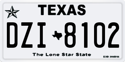 TX license plate DZI8102