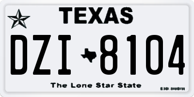 TX license plate DZI8104
