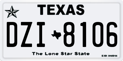 TX license plate DZI8106