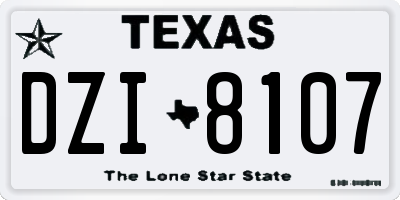TX license plate DZI8107