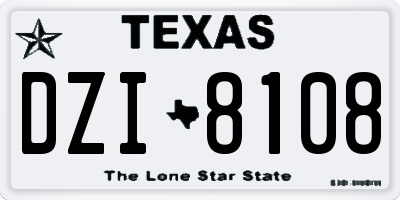 TX license plate DZI8108