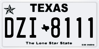 TX license plate DZI8111