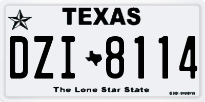 TX license plate DZI8114