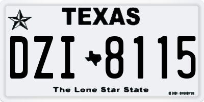 TX license plate DZI8115