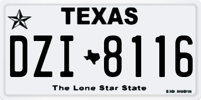 TX license plate DZI8116