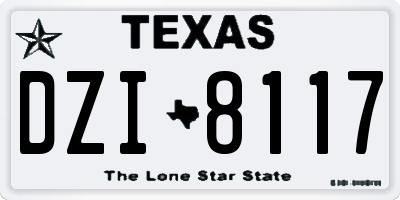 TX license plate DZI8117