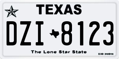 TX license plate DZI8123