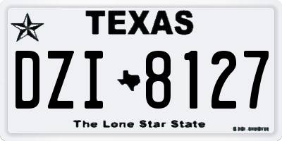 TX license plate DZI8127