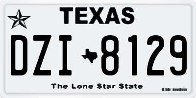 TX license plate DZI8129