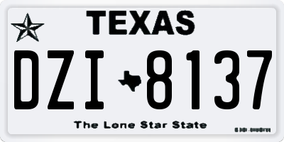 TX license plate DZI8137