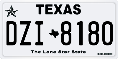 TX license plate DZI8180