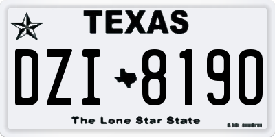 TX license plate DZI8190