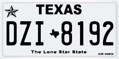 TX license plate DZI8192