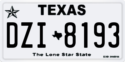 TX license plate DZI8193