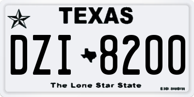 TX license plate DZI8200