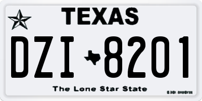 TX license plate DZI8201