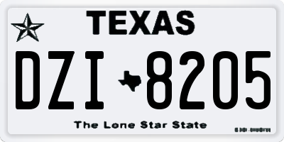 TX license plate DZI8205