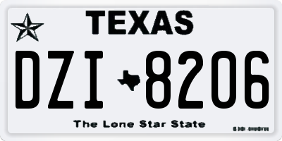 TX license plate DZI8206