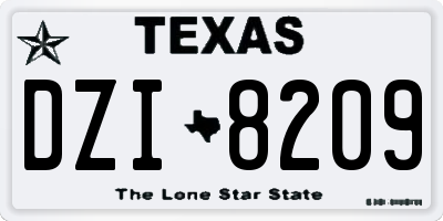 TX license plate DZI8209