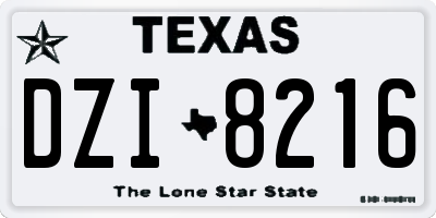 TX license plate DZI8216