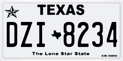 TX license plate DZI8234