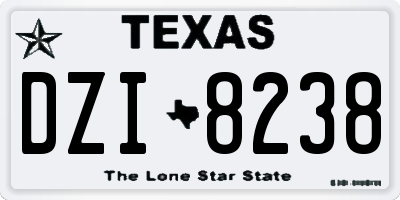 TX license plate DZI8238