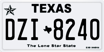 TX license plate DZI8240
