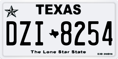 TX license plate DZI8254
