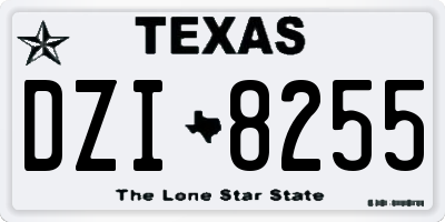 TX license plate DZI8255