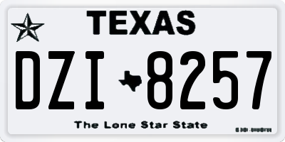TX license plate DZI8257