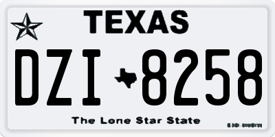 TX license plate DZI8258