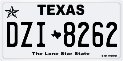 TX license plate DZI8262