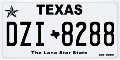 TX license plate DZI8288