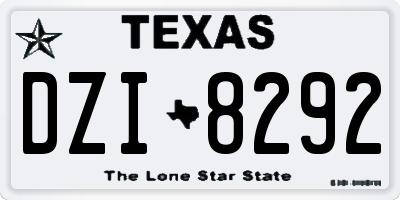 TX license plate DZI8292