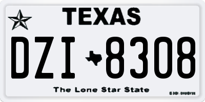 TX license plate DZI8308